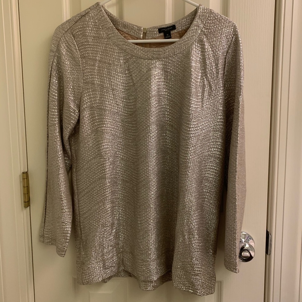Ann Taylor silver party blouse